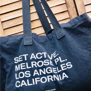 SET Active Black Canvas Tote Bag with Bold Text